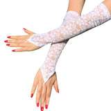 Ladies' long lace bright diamond bridal gloves with hooked fingers