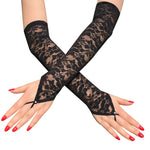 Ladies' long lace bright diamond bridal gloves with hooked fingers