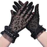 Ladies' Sexy Leopard Print Mesh Short Gloves