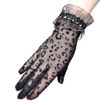 Ladies' Sexy Leopard Print Mesh Short Gloves