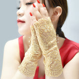 20cm Ladies Floral Lace Fingerless Gloves