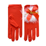 Ladies' Christmas Gloves Red Cute Feather Bell