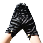 French retro style satin pearl gloves for women, short bridal gloves, dance cosplay performance party gloves