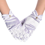 French retro style satin pearl gloves for women, short bridal gloves, dance cosplay performance party gloves