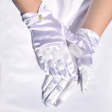 French retro style satin pearl gloves for women, short bridal gloves, dance cosplay performance party gloves