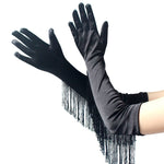 Women's Vintage 1920s Satin Elbow Length Tassel Gloves