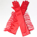 Women's Vintage 1920s Satin Elbow Length Tassel Gloves