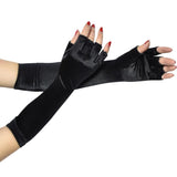 Retro Party Dance Half Finger Satin Gloves