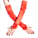 elbow length Satin fingerless gloves