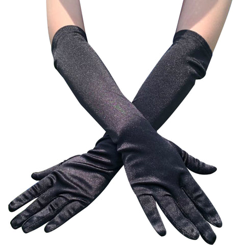 Women's Retro Style Long Performance Satin Gloves