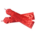 1920s Retro Satin Party Gloves for Women 48cm Long with Nail Bead Embroidered