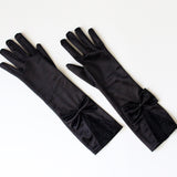 Nylon Satin Gloves with Bow Lace