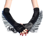 1920s Retro Long Satin Half Finger Tassel Gloves