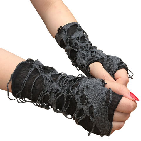 Future Mechanical Punk Ripped Dark Halloween Gloves