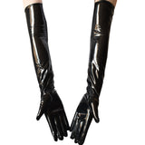 Elbow Length Glossy Patent Leather Catwoman Gloves Sexy