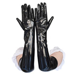 Elbow Length Glossy Patent Leather Catwoman Gloves Sexy