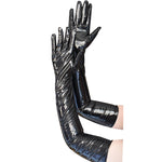 Elbow Length Glossy Patent Leather Catwoman Gloves Sexy