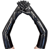 Elbow Length Glossy Patent Leather Catwoman Gloves Sexy