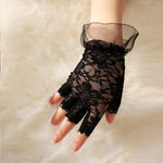 #1102-1 HALF FINGER LACE SHORT GLOVES WITH MESH GAUZE