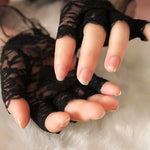 #1102-1 HALF FINGER LACE SHORT GLOVES WITH MESH GAUZE