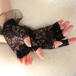 #1102-1 HALF FINGER LACE SHORT GLOVES WITH MESH GAUZE