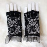 #1102-1 HALF FINGER LACE SHORT GLOVES WITH MESH GAUZE