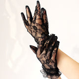 #1103 Wrist Length Floral Lace Gloves