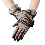 #1133 Polka dot yarn gloves short