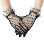 #1133 Polka dot yarn gloves short