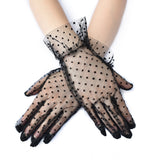 #1133 Polka dot yarn gloves short