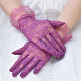 #1137 Plum flower short lace gloves with purfle