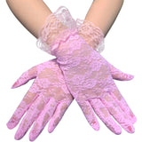 #1137 Plum flower short lace gloves with purfle