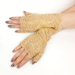 #1139 Retro Lace Stretch Fingerless Wrist Gloves Goth