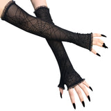 #1151 Spider web halloween gloves half-finger gauze gloves