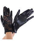 #1303 Wet look lace gloves short