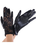 #1303 Wet look lace gloves short