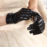 #1305 Wet look gloves short