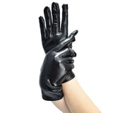 #1305 Wet look gloves short