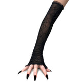 #1151 Spider web halloween gloves half-finger gauze gloves