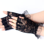 #1102-1 HALF FINGER LACE SHORT GLOVES WITH MESH GAUZE