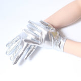 #1305 Wet look gloves short