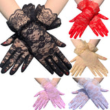 #1137 Plum flower short lace gloves with purfle