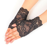 #1139 Retro Lace Stretch Fingerless Wrist Gloves Goth