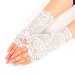 #1139 Retro Lace Stretch Fingerless Wrist Gloves Goth